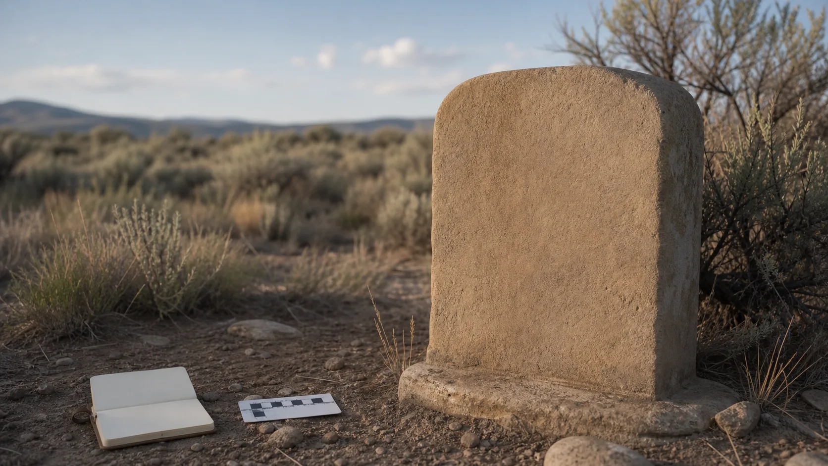Historic stone marker documented from a distance without treatment